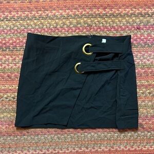 K LAB BLACK GROMMET DETAIL MINI WRAP FRONT SKIRT